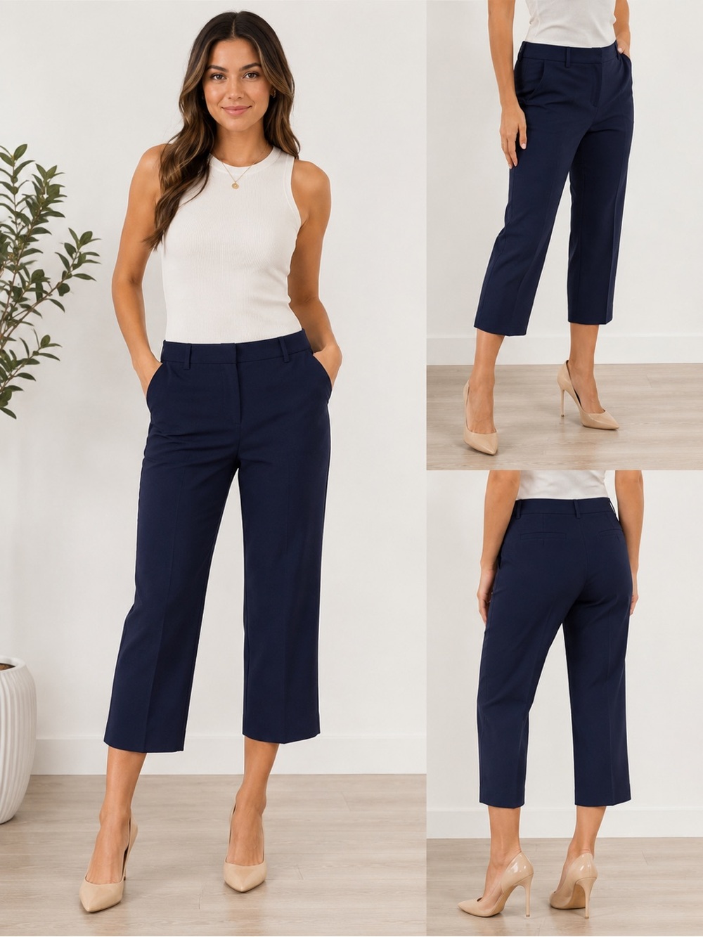 Bagatelle Navy Cropped Wide-Leg Dress Pants Size 6 NWT
